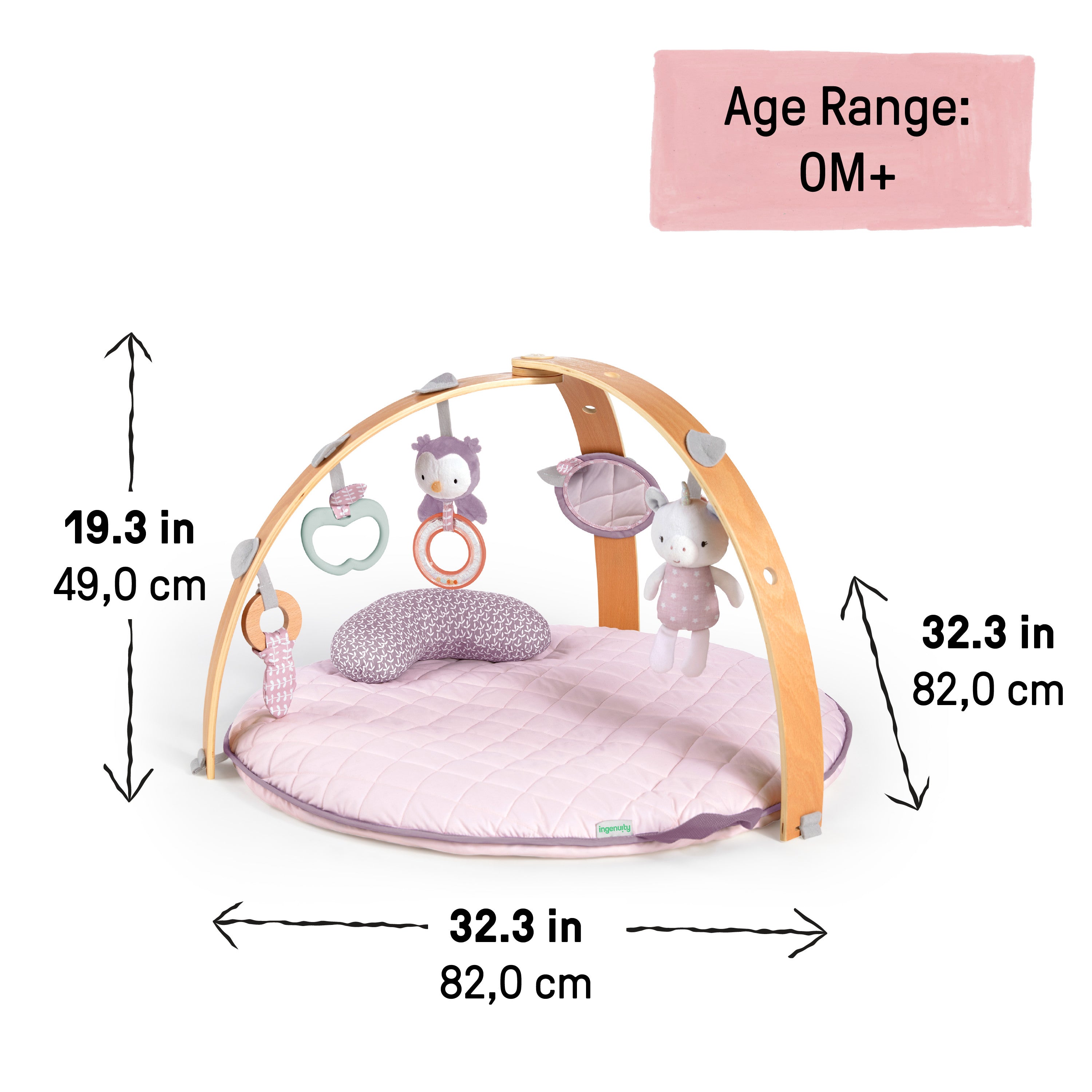 Ingenuity Cozy Spot Duvet Activity Gym with Self-Storage, Machine Washable Mat, Calla