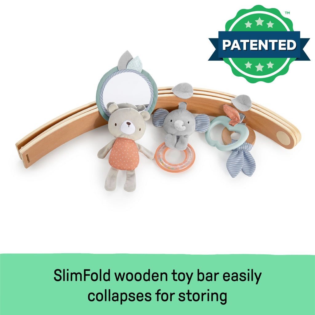 Ingenuity Cozy Spot Duvet Activity Gym with Self-Storage, Machine Washable Mat, Loamy