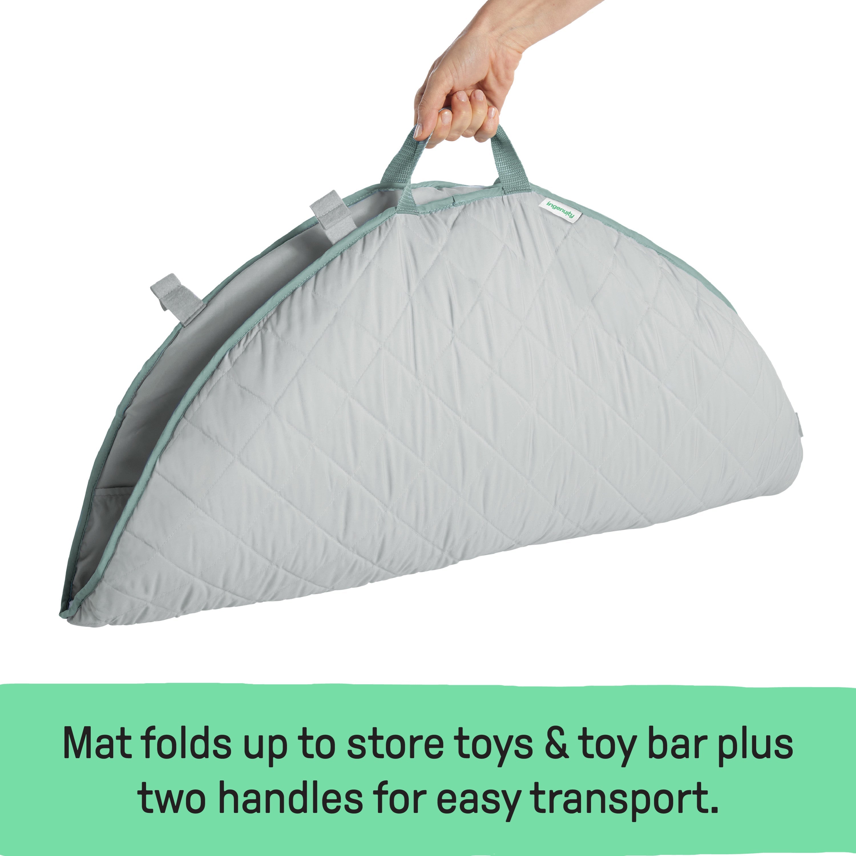 Ingenuity Cozy Spot Duvet Activity Gym with Self-Storage, Machine Washable Mat, Loamy