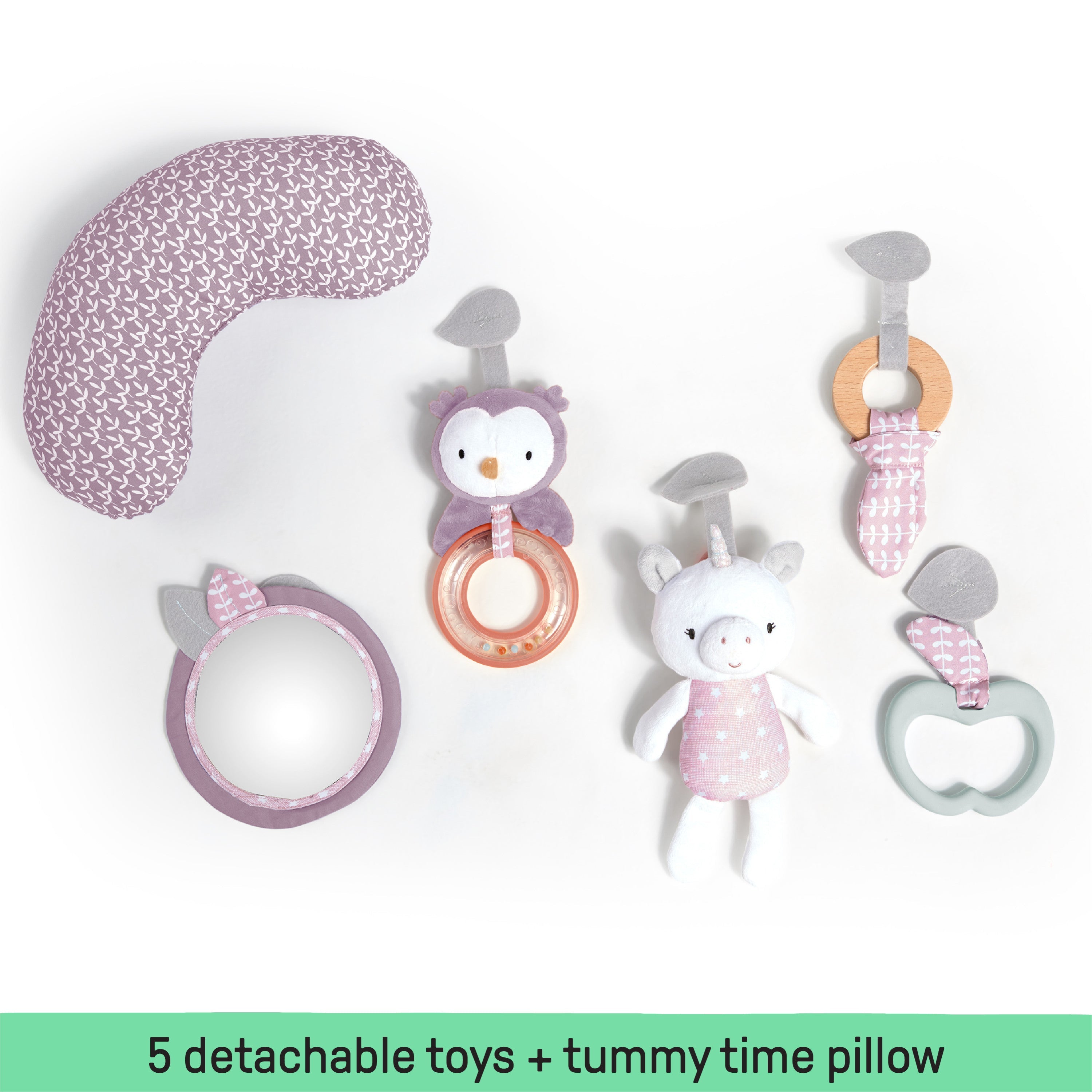 Ingenuity Cozy Spot Duvet Activity Gym with Self-Storage, Machine Washable Mat, Calla