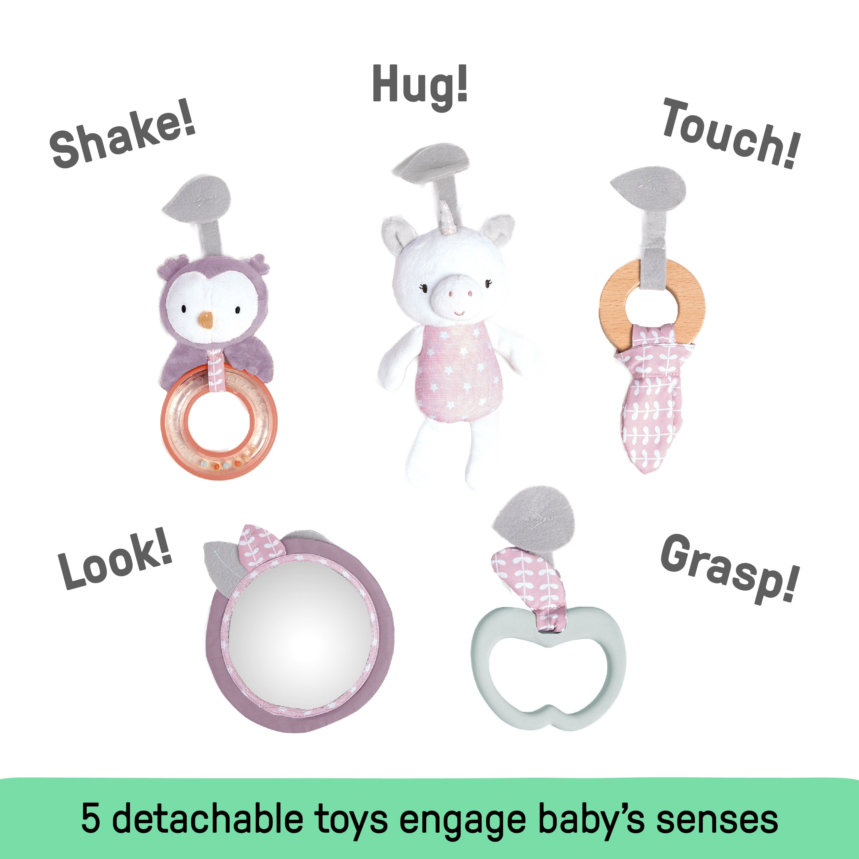 Ingenuity Cozy Spot Duvet Activity Gym with Self-Storage, Machine Washable Mat, Calla