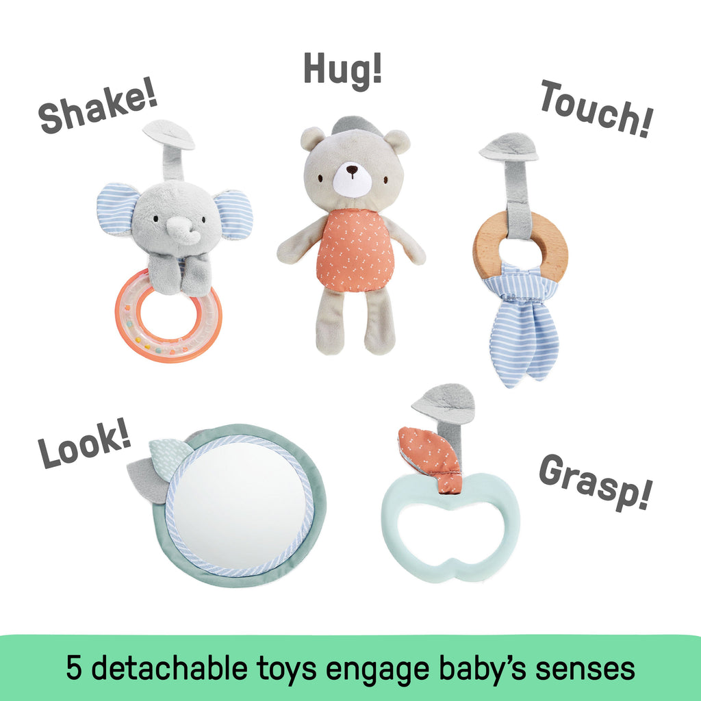 Ingenuity Cozy Spot Duvet Activity Gym with Self-Storage, Machine Washable Mat, Loamy