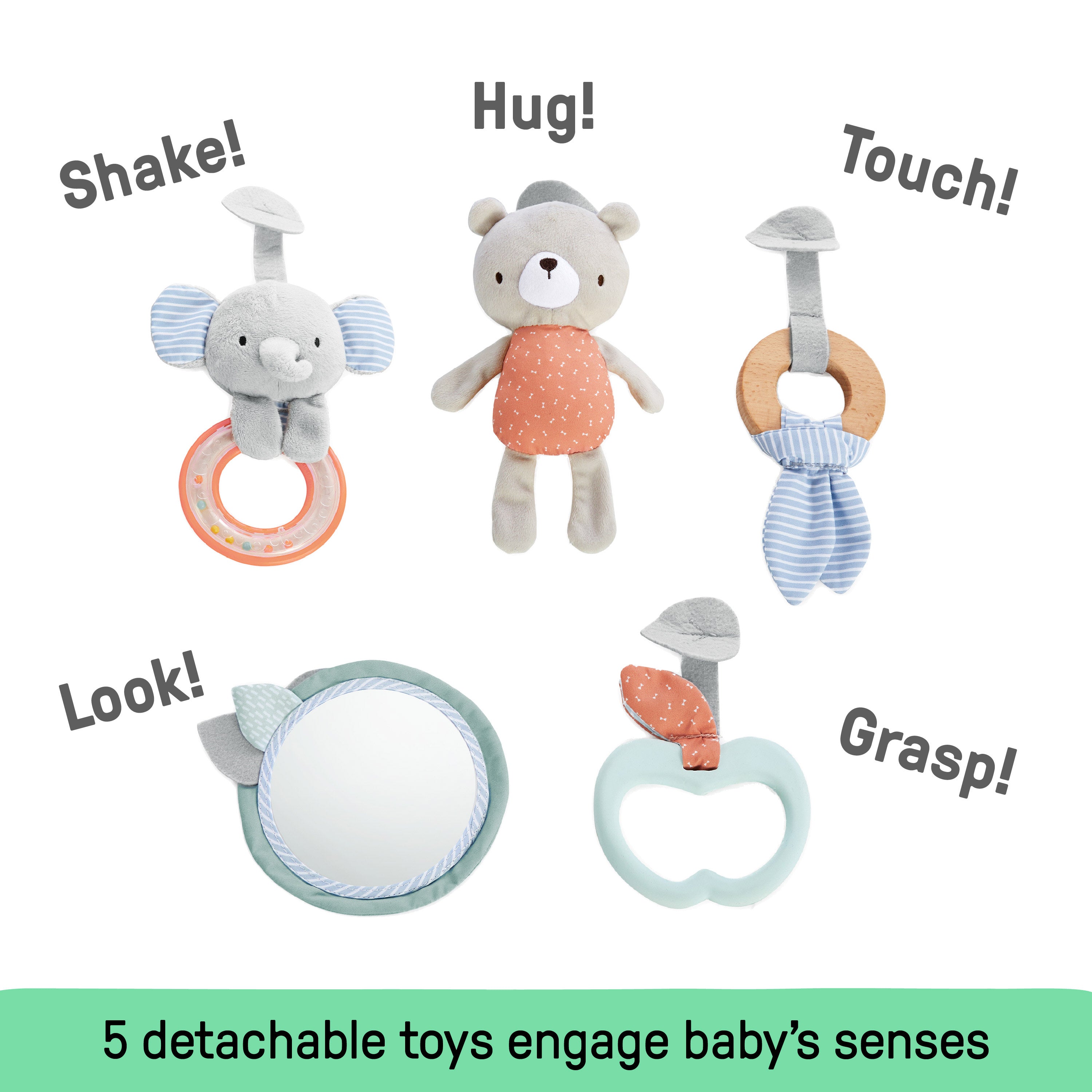 Ingenuity Cozy Spot Duvet Activity Gym with Self-Storage, Machine Washable Mat, Loamy