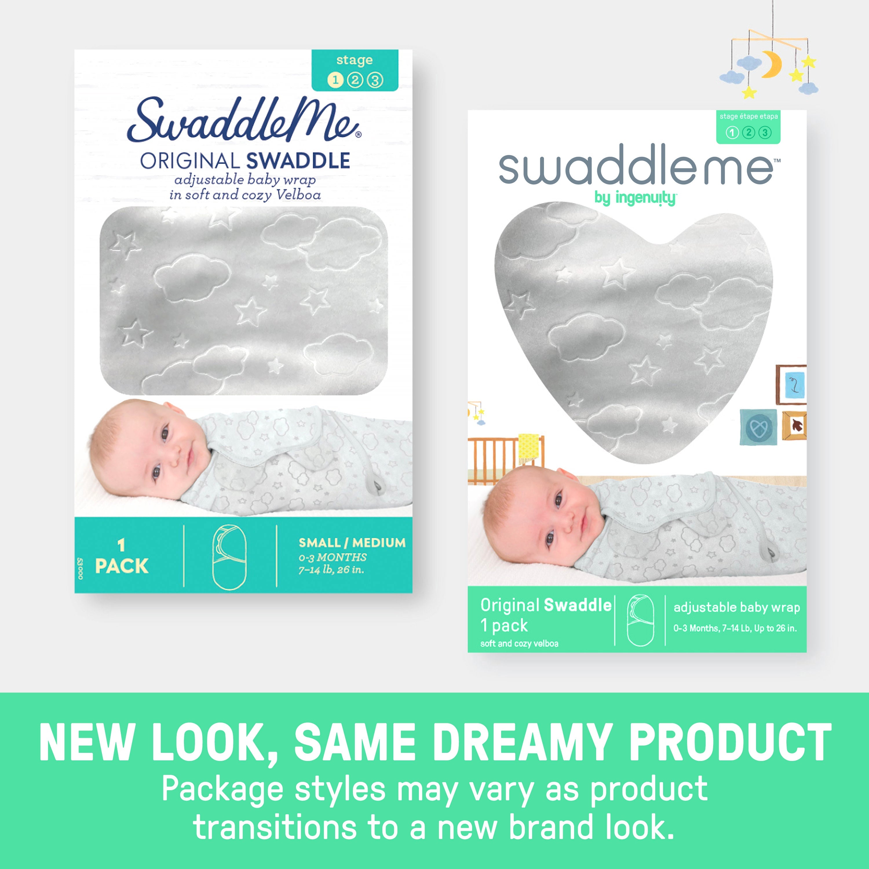 Original Swaddle, Size SM, 0-3 months, 3pk (Oh Deer)